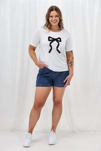 Sale Tees: Shine On Label Nellie Bow Tee Shirt White
