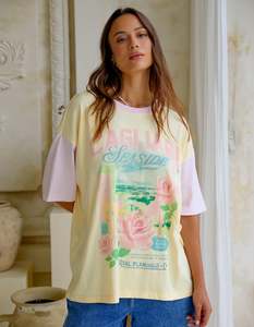 Sale Tees: Foxwood Real Flamingo Tee Lemon & Pink