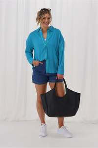 Sale Pants: Gloss The Label Eira Shirt Blue And Green Stripe