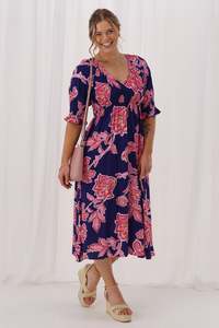 Gloss The Label Netty Dress Blue Print