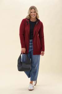 Alpine by Shine On Big Dreams Cardigan Claret With Floral Hood
