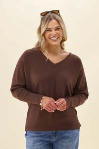 Alpine by Shine On Gigi Merino Batwing Top Chocolate