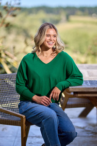 Alpine by Shine On Gigi Merino Batwing Top Emerald
