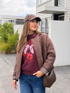 Shine On Label Ferg Quilted Jacket Chocolate