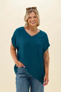 Shine On Label Summer Essential Drape V Neck Top Teal