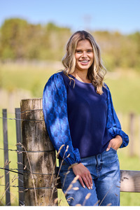 All Tops: Gloss The Label Sable Top Navy Geo print