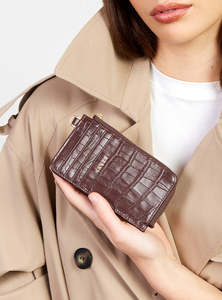 Wallets: Saben Winona Card Holder Espresso Croc