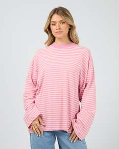 Tees: All About Eve Paloma LS Stripe Tee Pink