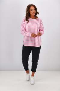 Tees: Elm Lauren L/S Tee Sherbet Pink & White Stripe