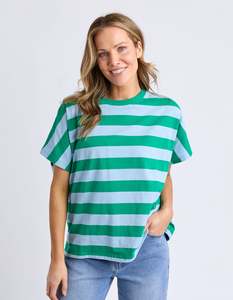 Elm Poet Tee Green And Blue Stripe