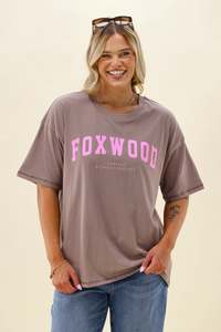 Foxwood Interval Tee Brown With Bright Pink