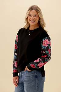 Shine On Label Luma Crew Black Floral