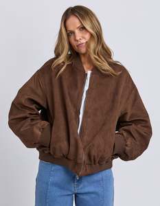 Elm Foxwood: Foxwood Evie Suede Bomber Jacket Chocolate