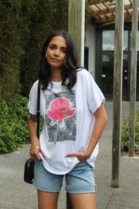Rebel Club Rose Beauty Capsleeve Tee White