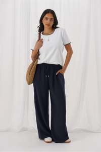 Sale Pants: Gloss The Label Havanna Satin Stripe Pants Midnight