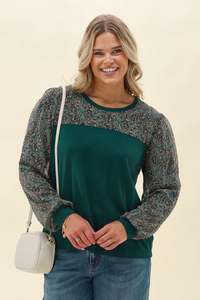 Alpine by Shine On Evelyn Contrast Top Forest