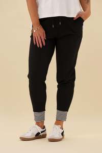 Alpine by Shine On Merino Jogger With Striped Cuff Black White