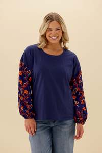Shine On Label Cici Top Navy Paisley