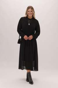 Gloss The Label Zakaii Shirred Detail Dress Black