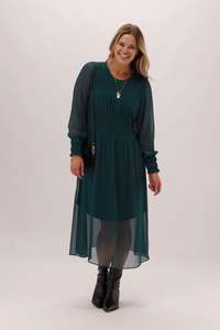 Gloss The Label Xanthe Pleated Dress Petrol