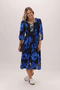 Gloss The Label Kingford Blue Print Dress