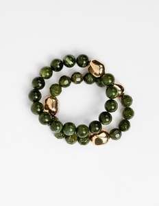 Stella + Gemma Bracelet Beads Green Agate