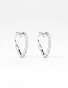 Stella + Gemma Heart Crystal Earring Silver