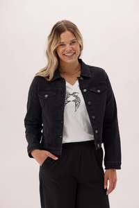 Shine On Label Quinn Stretch Denim Jacket Black