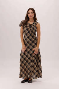 Ayva Amarantha Dress Natural Check