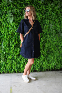 Shine On Label Cherish Denim Boxy Dress Dark Indigo