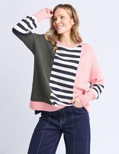 Elm Freja Knit Navy Block Stripe