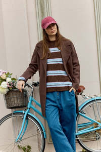 Betty Basics Natasha Knit Top Chocolate Stripe