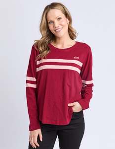 Elm Adora Long Sleeve Tee Maroon