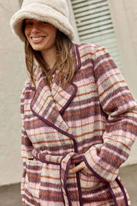 Betty Basics Sundae Coat Wine Check