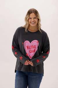 Rebel Club Star Struck Crew Washed Black