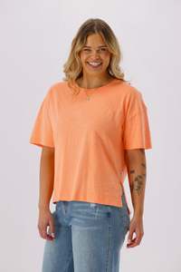 Shine On Essence Sunday Slub Tee Neon Coral