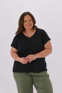 Shine On Essence Staple V Neck Tee Black