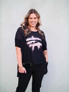 Shine On Brands: Shine On Label Briar Chiffon Top Black Rose Gold