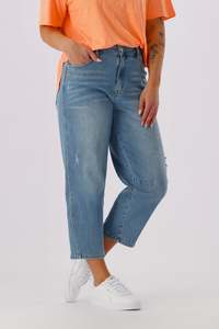 Shine On Brands: Shine On Label Bella Barrel Leg Jean Washed Blue