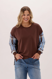 Shine On Label Frame Contrast Sleeve Crew Check