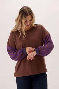 Shine On Label Spark Contrast Sleeve Top Chocolate Spot