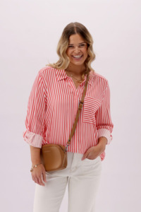 Shine On Label Coastline Shirt Sunset Coral Stripe