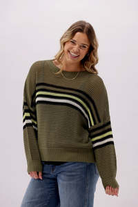 Shine On Brands: Shine On Label Radiance Jumper Black Moss Stripe