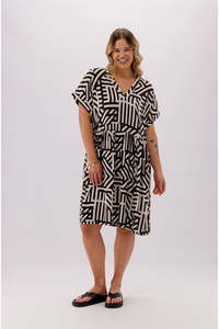 Shine On Label Marlo Dress Black Latte Graphic Stripe