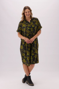 Shine On Brands: Shine On Label Elara Shirt Dress Shadow Moss Print