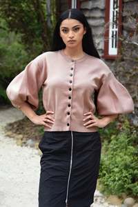 Knitwear: Coop Balloominate Cardigan Pink