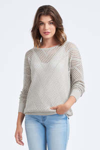 Knitwear: Optimum Mesh Jumper - Linen