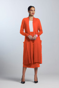 Sale Knitwear: Paula Ryan Long Shrug - Pimento