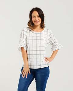 Seduce Sadie Top - White Grid