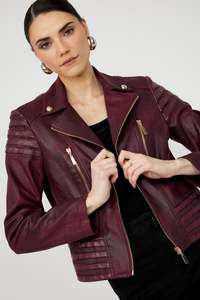 Frank Lyman: Frank Lyman Plum Biker Jacket
